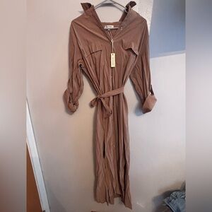 Max Studio Brown Long Sleeve Dress with Belt